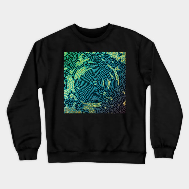 Dark Green Blue Maze Labyrinth to get Lost in. Crewneck Sweatshirt by maak and illy